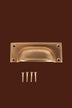 Square Plate cup pull in aged brass, unlacquered living finish