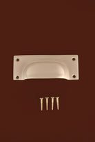 Square Plate cup pull in satin brass, lacquered finish