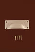 Square Plate cup pull in satin brass, lacquered finish