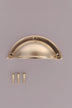 Half Moon cup pull in polished brass, unlacquered living finish