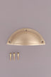 Half Moon cup pull in satin brass, lacquered finish