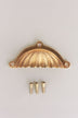 Scalloped cup pull in aged brass, unlacquered living finish