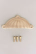 Scalloped cup pull in satin brass, lacquered finish
