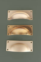 Bevelled Plate cup pulls grouped, showing the chamfered edge