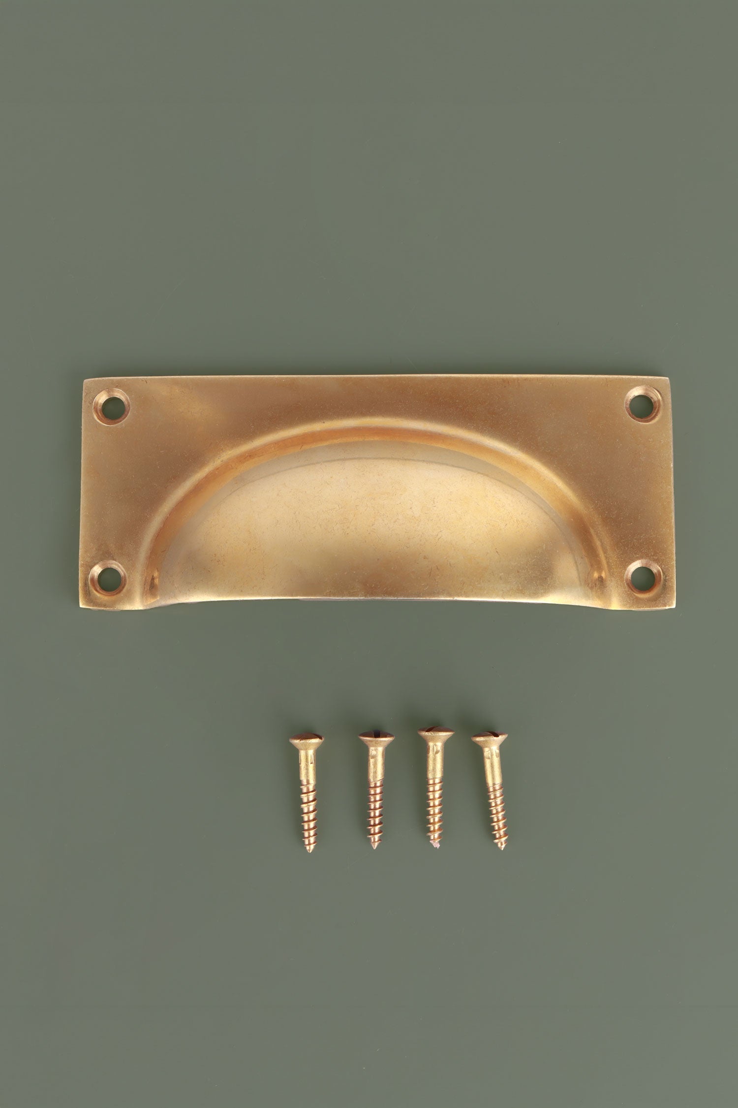Bevelled Plate cup pull in aged brass, unlacquered living finish