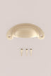 Slim Crescent cup pull in satin brass, lacquered finish