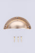 Stepped Rim cup pull in polished brass, unlacquered living finish