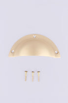 Stepped Rim cup pull in satin brass, lacquered finish