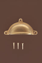 Classic cup pull in aged brass, unlacquered living finish