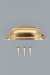 Deep Scoop cup pull in polished brass, unlacquered living finish