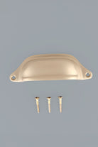 Deep Scoop cup pull in satin brass, lacquered finish
