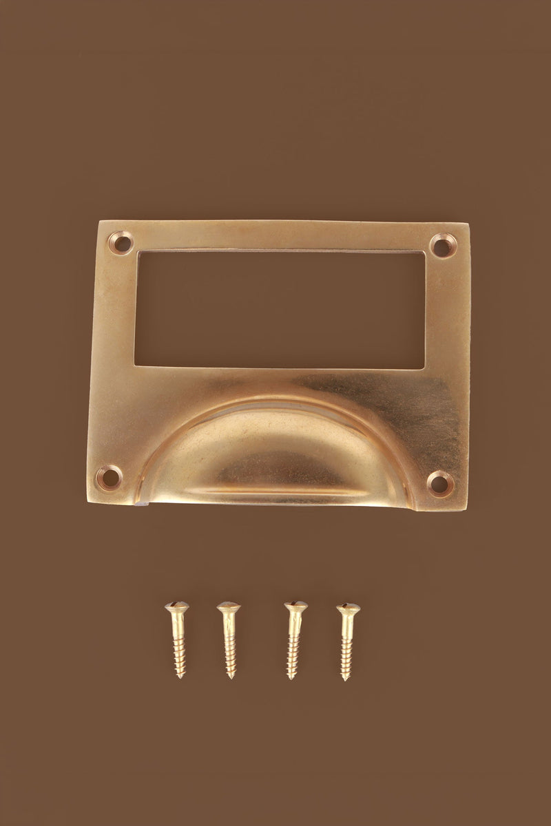 Card Frame Cup Pull, Aged Brass
