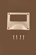 Card frame cup pull in satin brass, with a label window above the cup