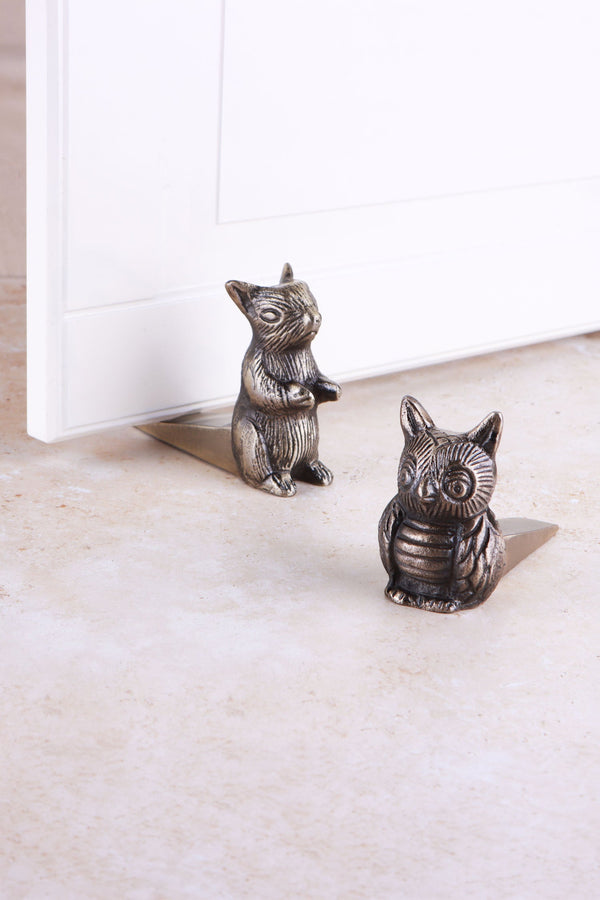 The Woodland Collection Owl & Squirrel Antique Brass Door Stopper