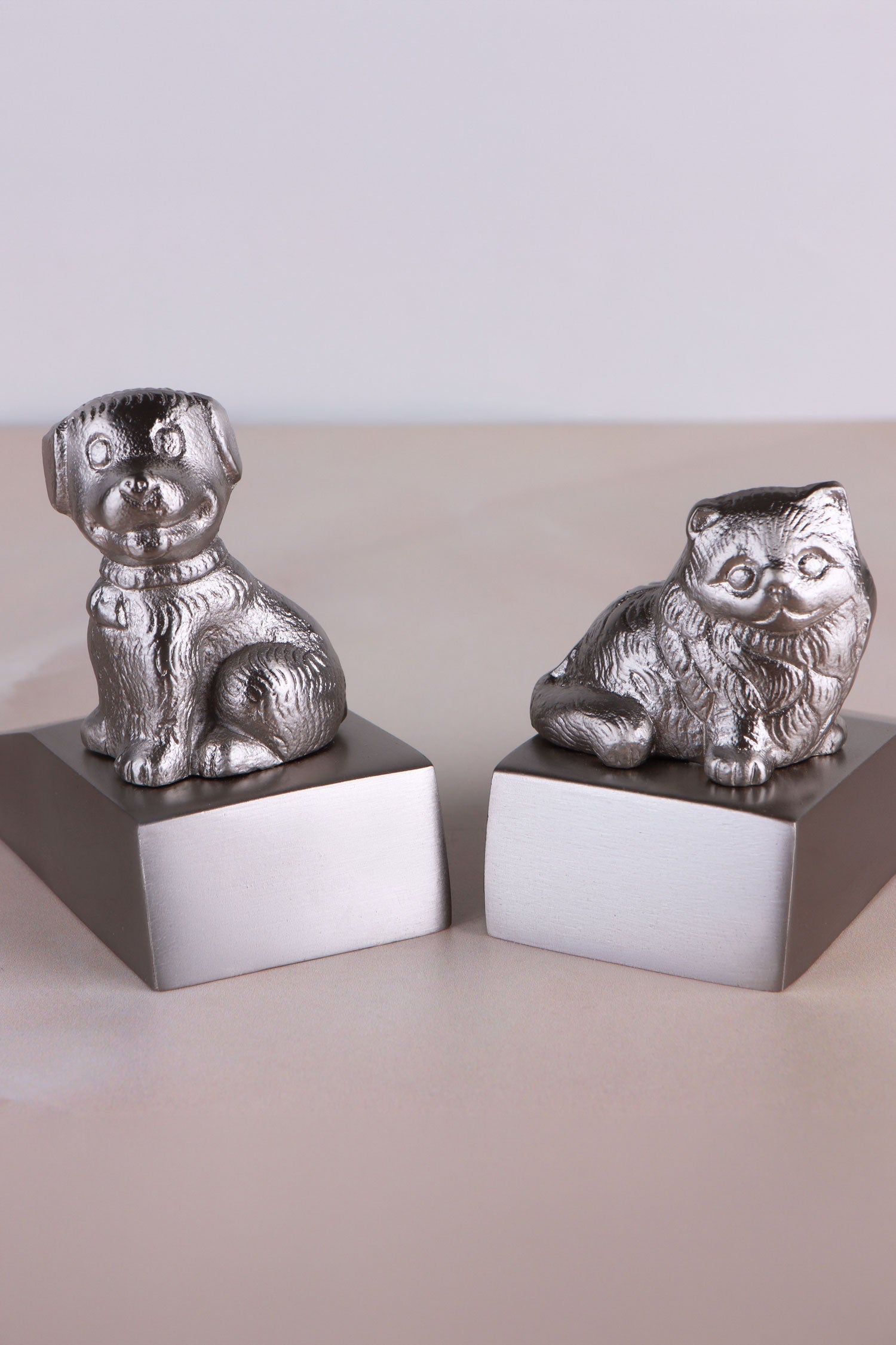 Chrome Companion door stoppers holding an interior door