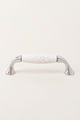 Quiet Living Selection Hand-Painted Crackle Ceramic Pull Handle in White & Soft Grey with Chrome Mounts