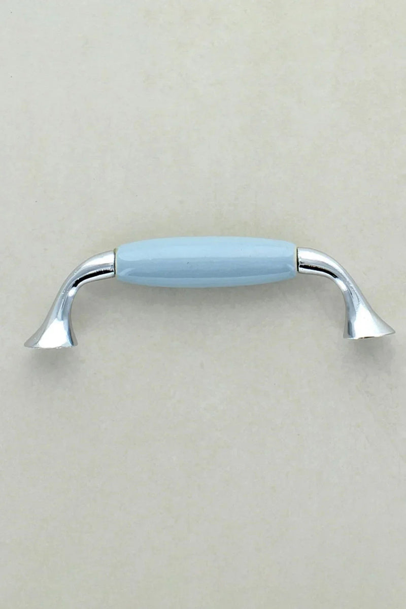 Quiet Living Hand-Painted Ceramic Pull Handle with Chrome Mounts — Multipack