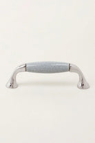 Quiet Living Crackle Ceramic Pull Handle in White and Soft Grey — close-up view, G Decor
