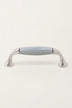 Quiet Living Crackle Ceramic Pull Handle in White and Soft Grey — close-up view, G Decor