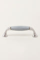 Quiet Living Selection Hand-Painted Crackle Ceramic Pull Handle in White & Soft Grey with Chrome Mounts