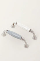 Quiet Living Hand-Painted Crackle Ceramic Pull Handle in White and Soft Grey — G Decor