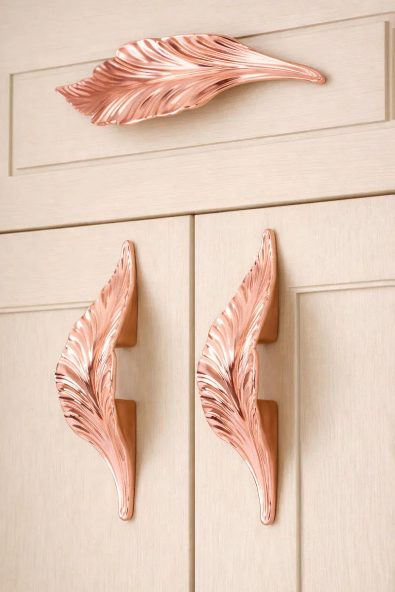 Large Naturalé No.02 Rose Gold Leaf Cabinet Pull — Left & Right