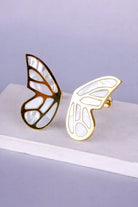 Papillon Royale Pair of Brass and Mother of Pearl Butterfly Wing Pulls — close-up view, G Decor