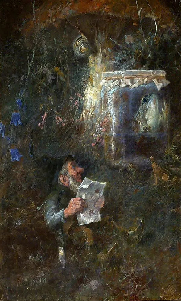 Heinrich_Schlitt_Gnom_mit_Zeitung_und_Tabakspfeife - G Decor