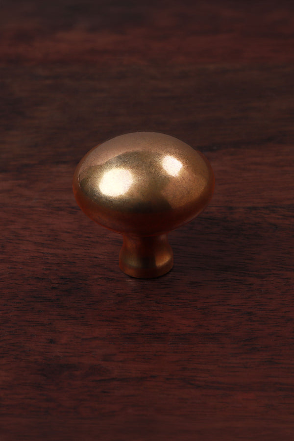 Mushroom Cabinet Knob, Aged Brass