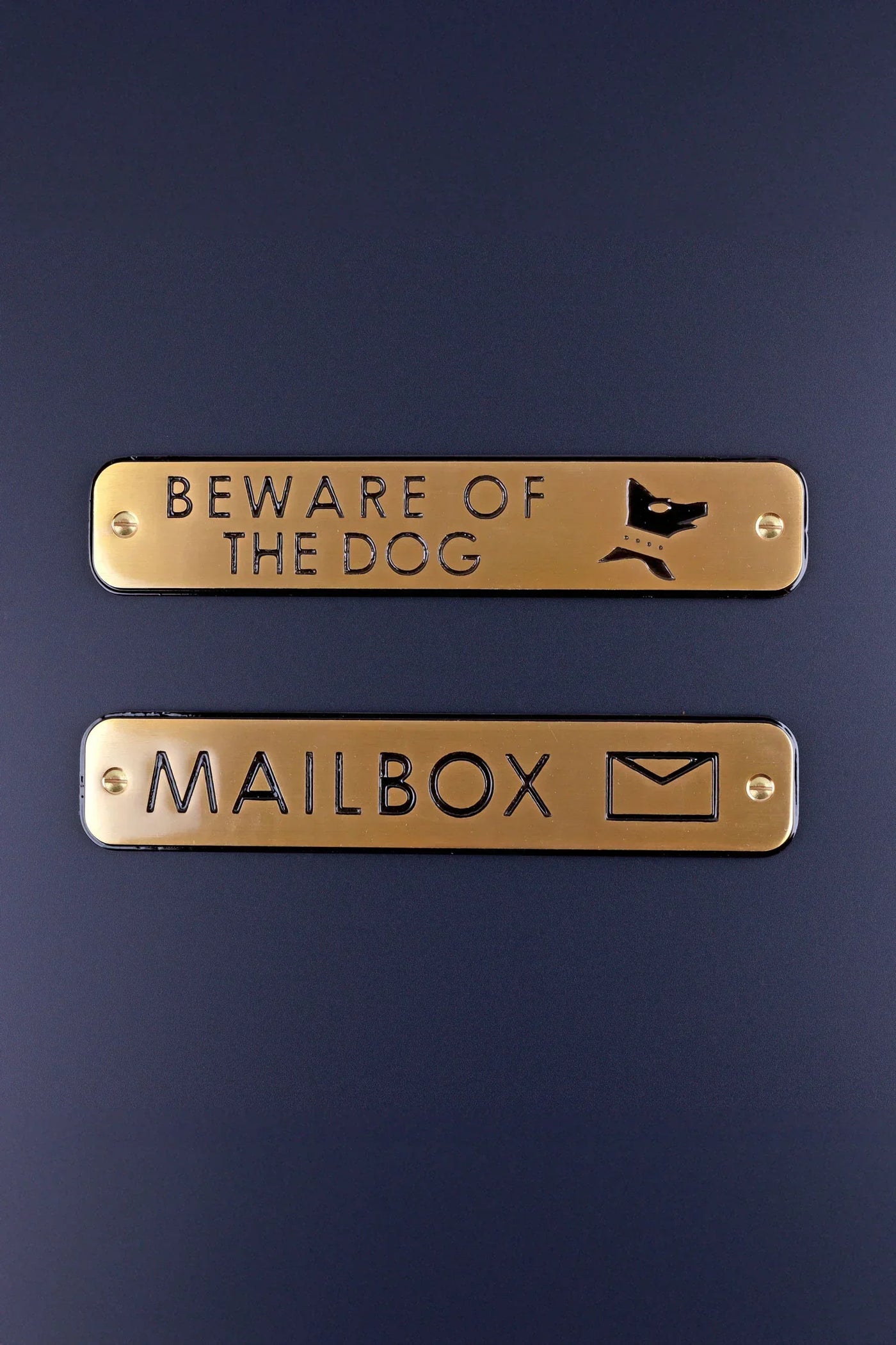 Polished Brass Engraved Door Sign for Beware of the Dog or Mailbox