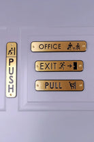 Polished Brass Engraved Door Sign for Push Pull Exit or Office — G Decor