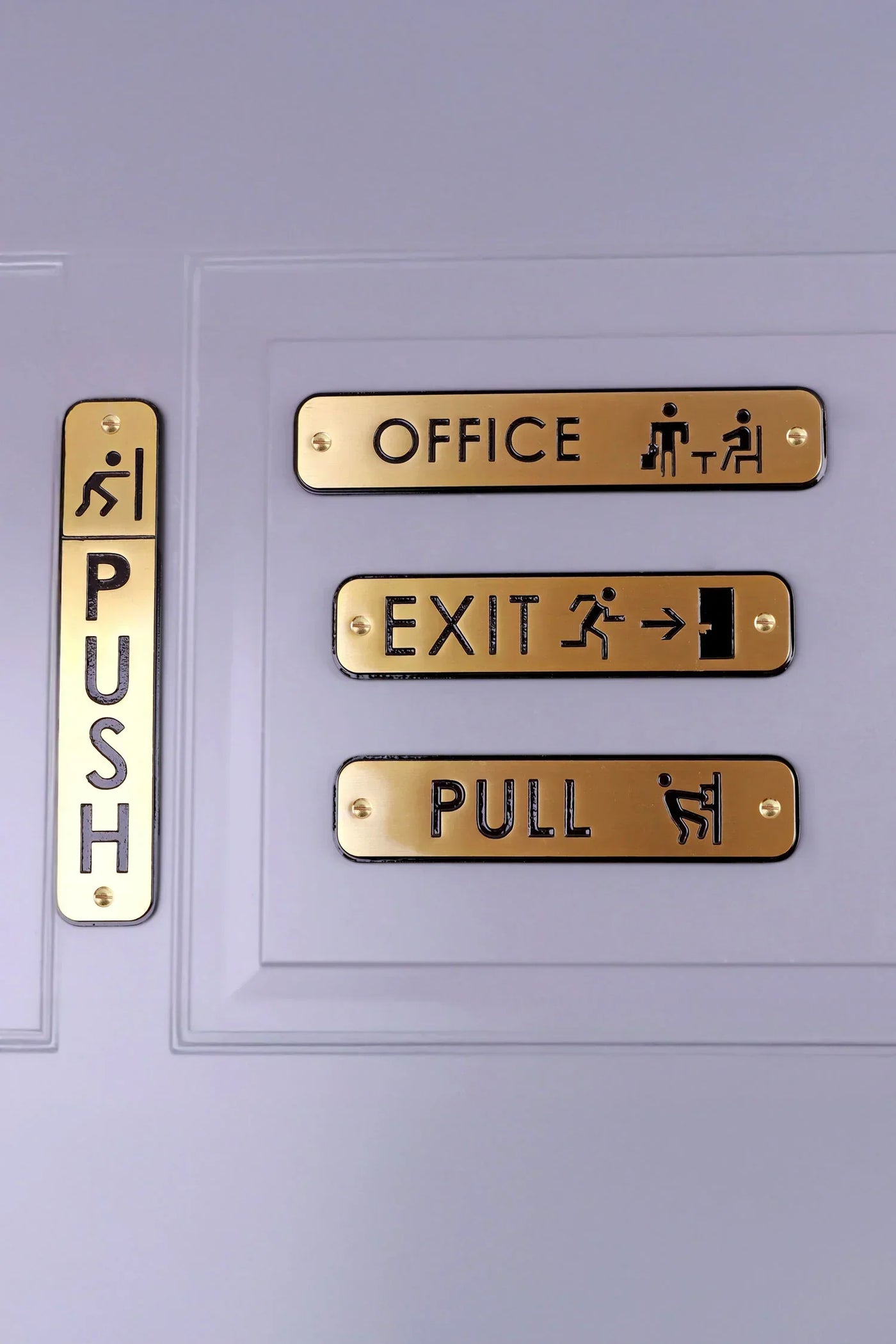 Polished Brass Engraved Door Sign for Push Pull Exit or Office