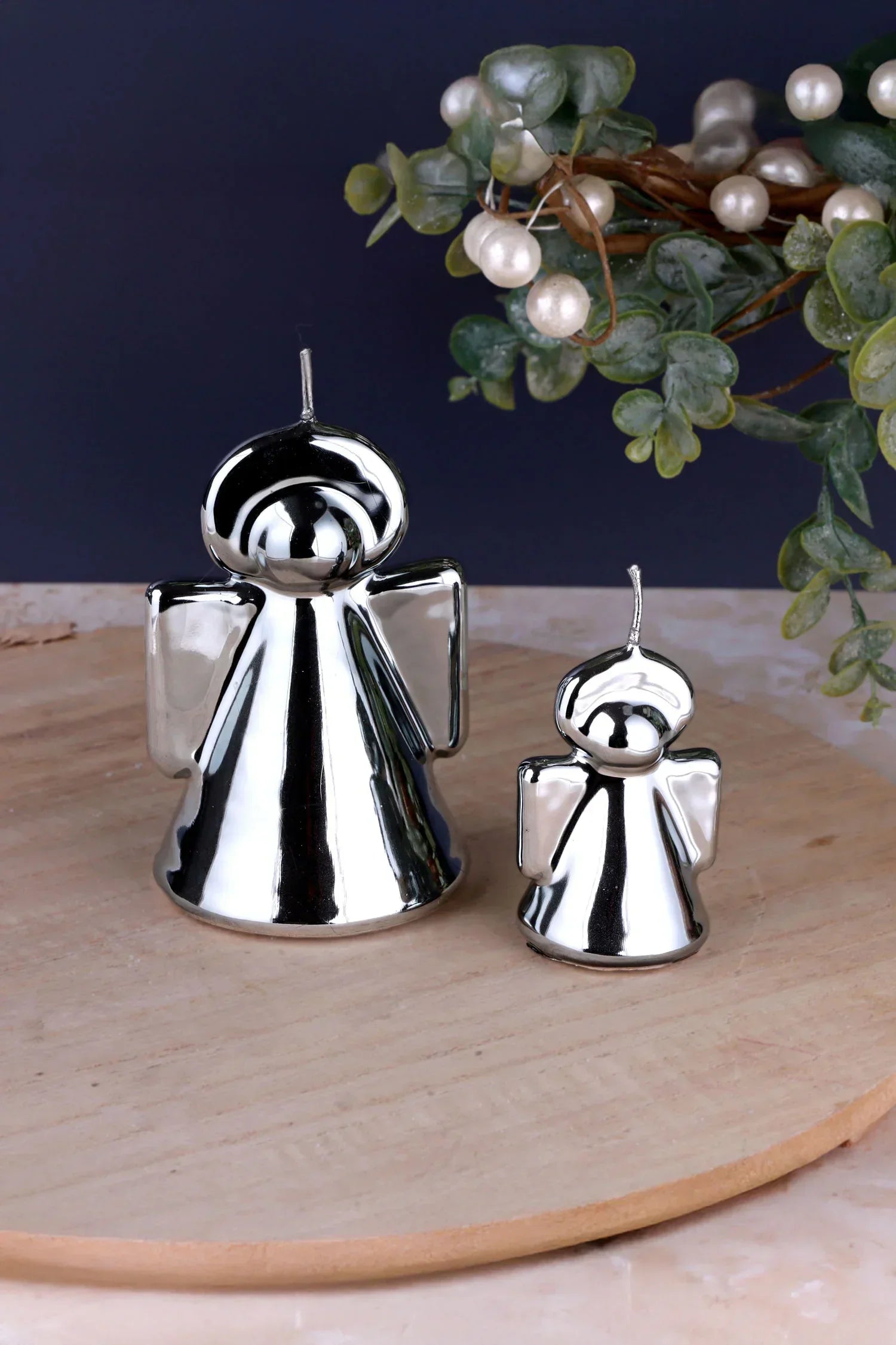 Mirror Glass Silver Angel Sculptural Candle — alternate view, G Decor