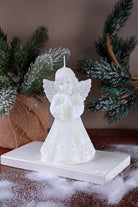 White Angel Hand-Finished Wax Candle with Snowflake Dress — view 5, G Decor
