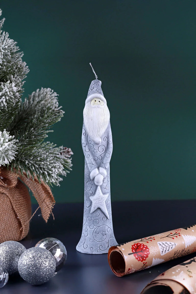 Fit Santa Christmas Candle in Grey