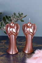 Celestielle Pair of Rose Gold Sculptural Angel Candles — alternate view, G Decor