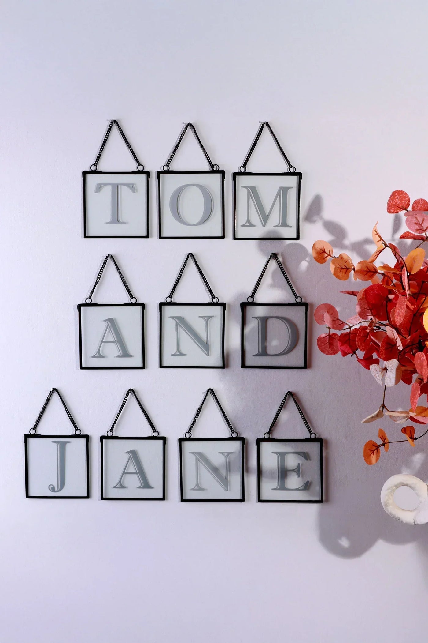 Vintage Black Metal Alphabet Frame with Glass Insert Personalised Monogram