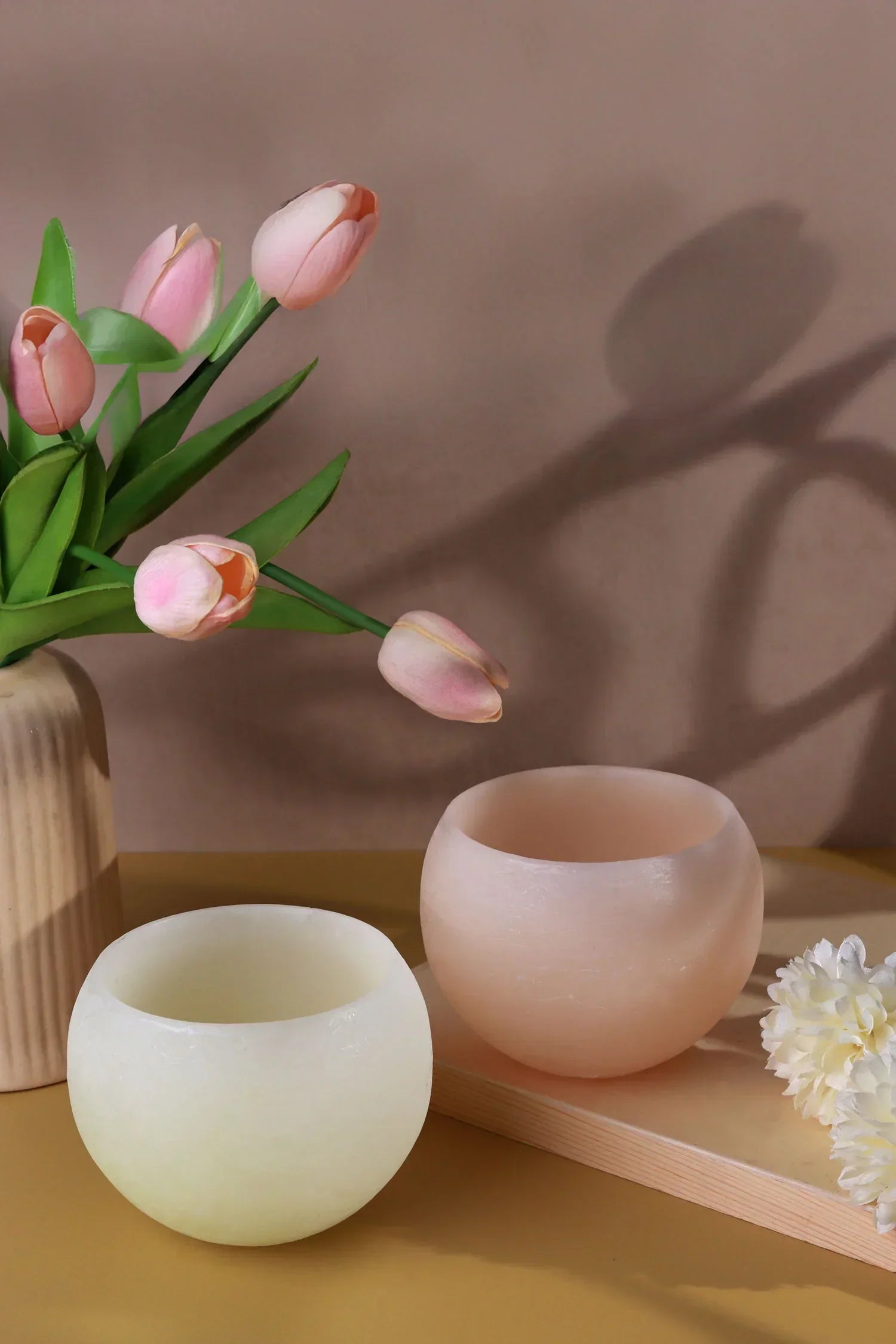 Pastelle Wax Tealight Lantern Holder in Soft Blush — alternate view, G Decor