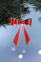 Red Christmas Bow Hanging Decoration with Gold Trim — alternate view, G Decor