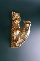 Woodpecker Polished Brass Door Knocker — lifestyle view, G Decor
