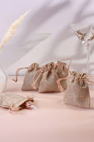 Set of 2 or 4 Rustic Jute Gift Bag Favour Pouches with Kraft Tags — G Decor