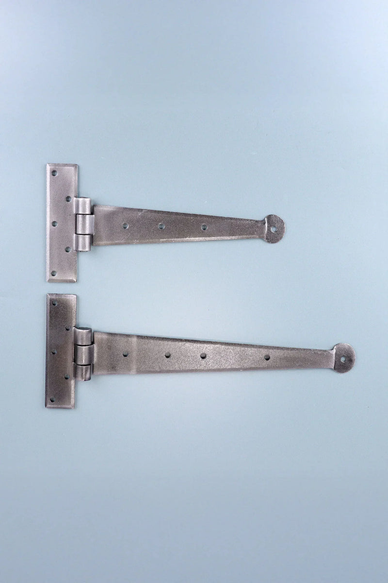 9″ or 12″ Pair of Hand-Forged Coinbase T Hinges in Pewter Finish