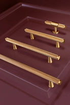 Chelsea Diamond-Knurled Bar Pull, Satin Brass — alternate view, G Decor