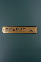 Satin Brass Engraved Door Sign for Ladies Gents or Disabled — close-up view, G Decor