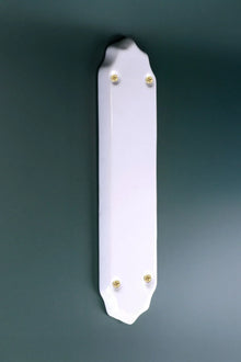 Classic White Ceramic Door Finger Push Plate with Brass Fixings
