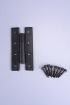 Pair of Hand-Forged Iron H Hinges, Beeswax — alternate view, G Decor