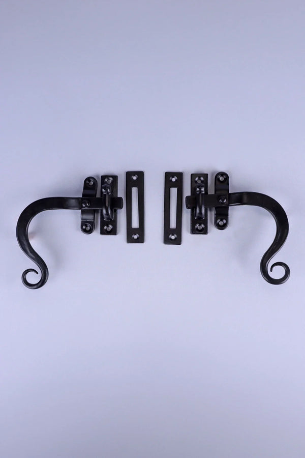 Hand-Forged Monkey Tail Window Fastener in Black Finish
