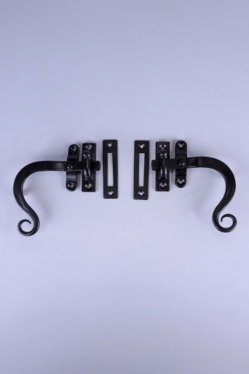 Hand-Forged Monkey Tail Window Fastener in Black Finish