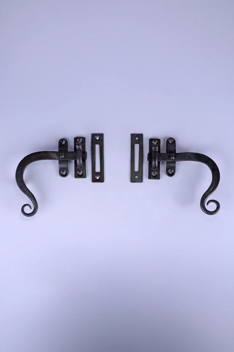 Hand-Forged Monkey Tail Window Fastener in Beeswax Finish