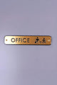 Gold office door sign with cut-out text and meeting icons, modern hardware by G Decor.